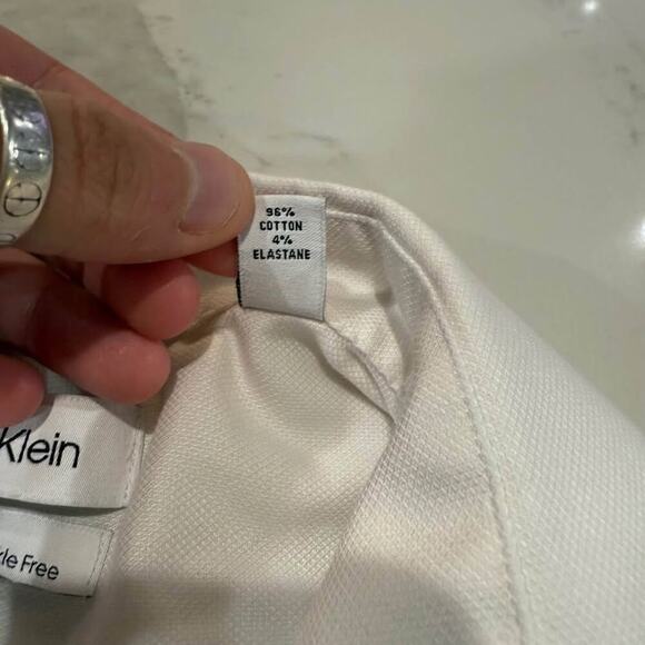Calvin Klein Steel Plus White Dress Shirt Men’s 15 32/33 M Slim Fit Stretch - Picture 6 of 7
